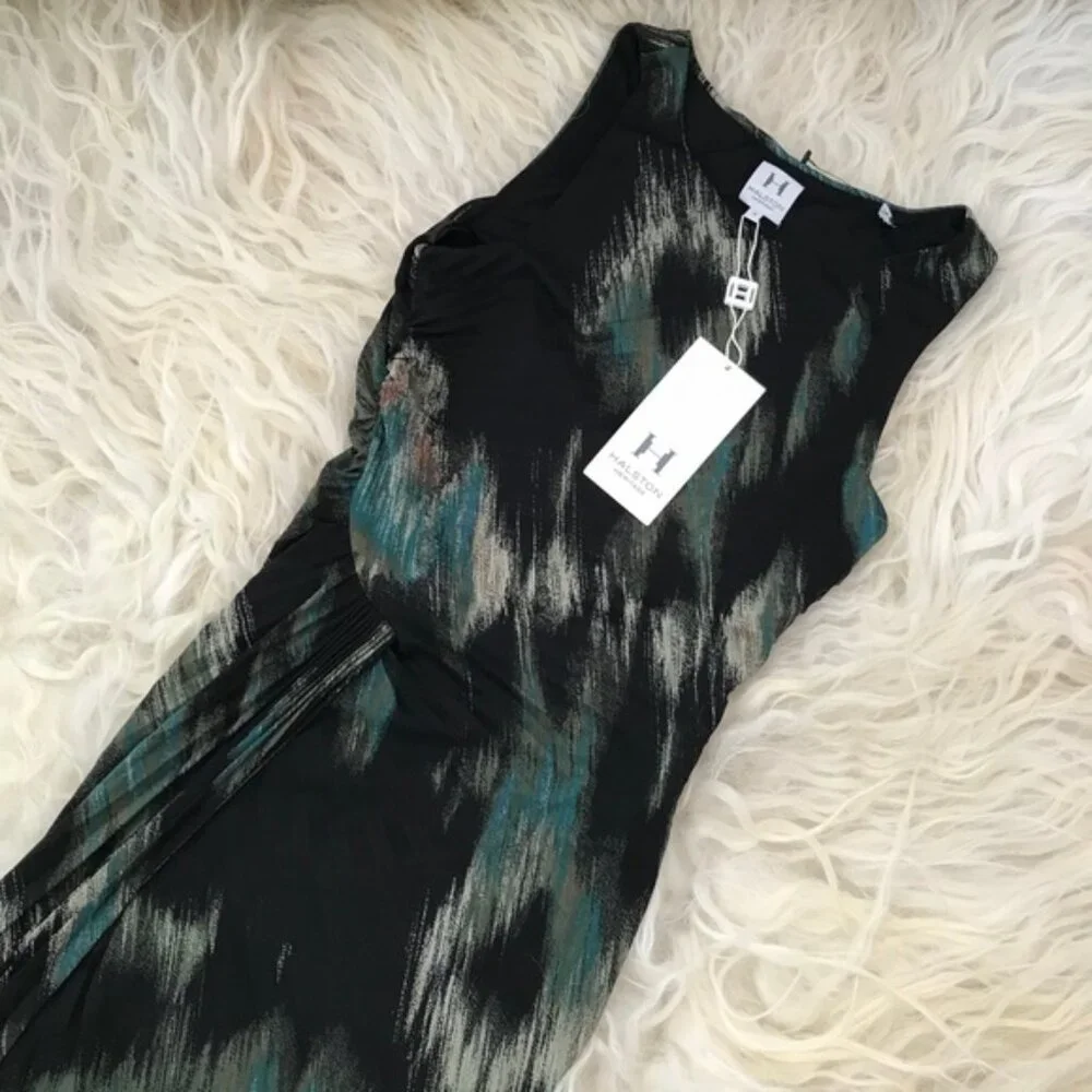 Halston Heritage Pleated Faux Wrap Cocktail Dress - Picture 9 of 9